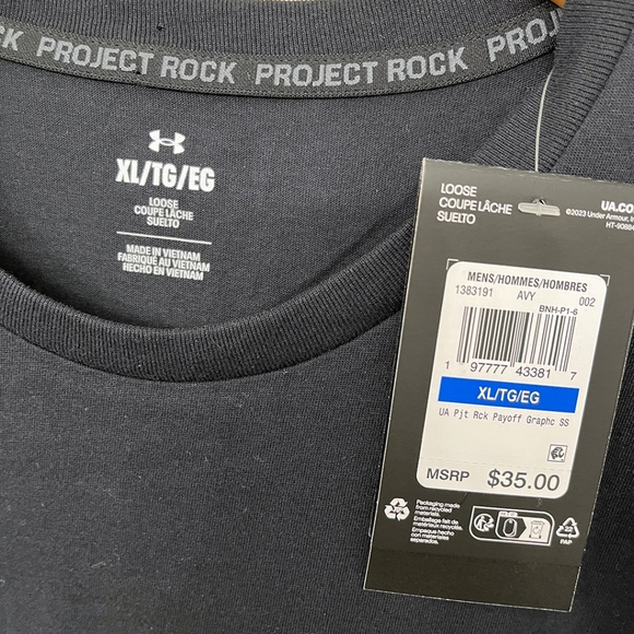 Under Armour Project Rock Payoff Brahma Bull T-Shirt Black Men’s XL - Picture 7 of 12